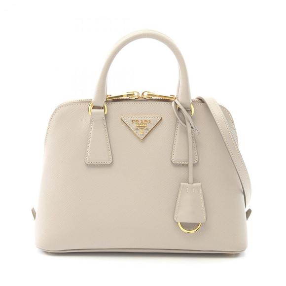 Prada Saffiano Leather Handbag, Women's, Gray - Picture 1 of 7